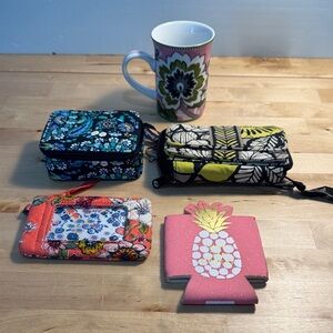 Vera Bradley Lot of 5-Mug, ID Wallet, Koozie, Pill Box & Wallet All Different!
